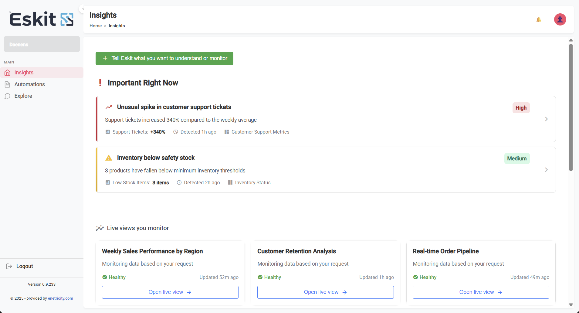 Eskit Insights Example